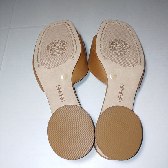 Vince Camuto Ladea Slip On Leather Buckle Sandals Golden Walnut Brown Sz 8.5 - Picture 8 of 10